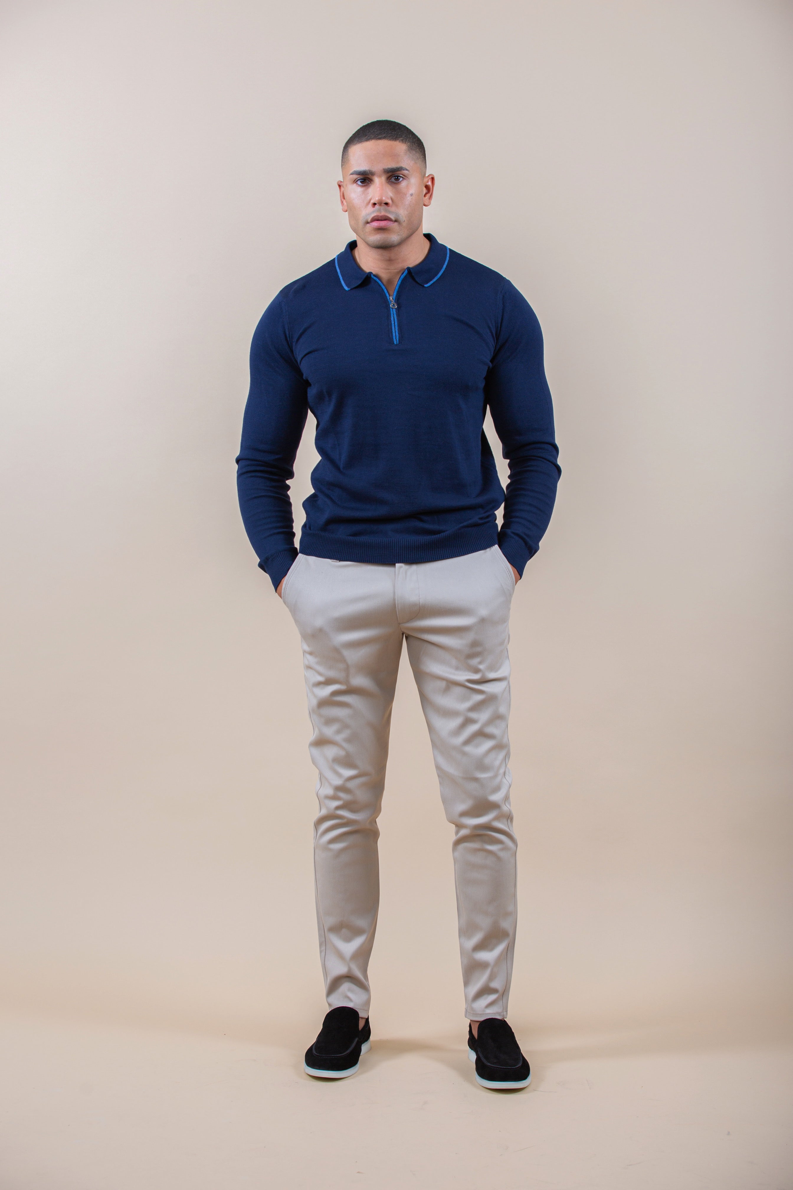 Luxury Half-Zip Polo Longsleeve