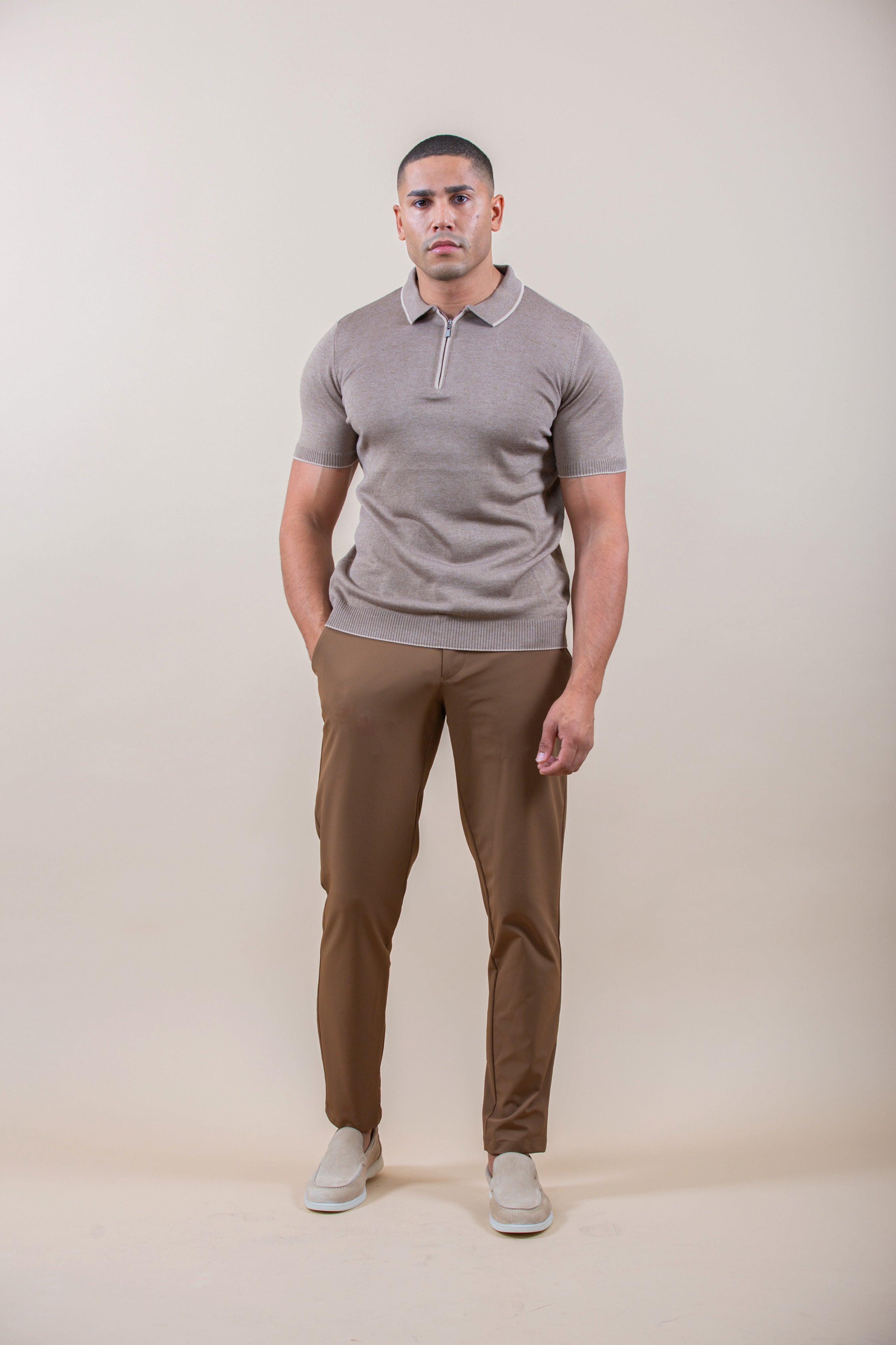 Luxury Half-Zip Polo Shortsleeve