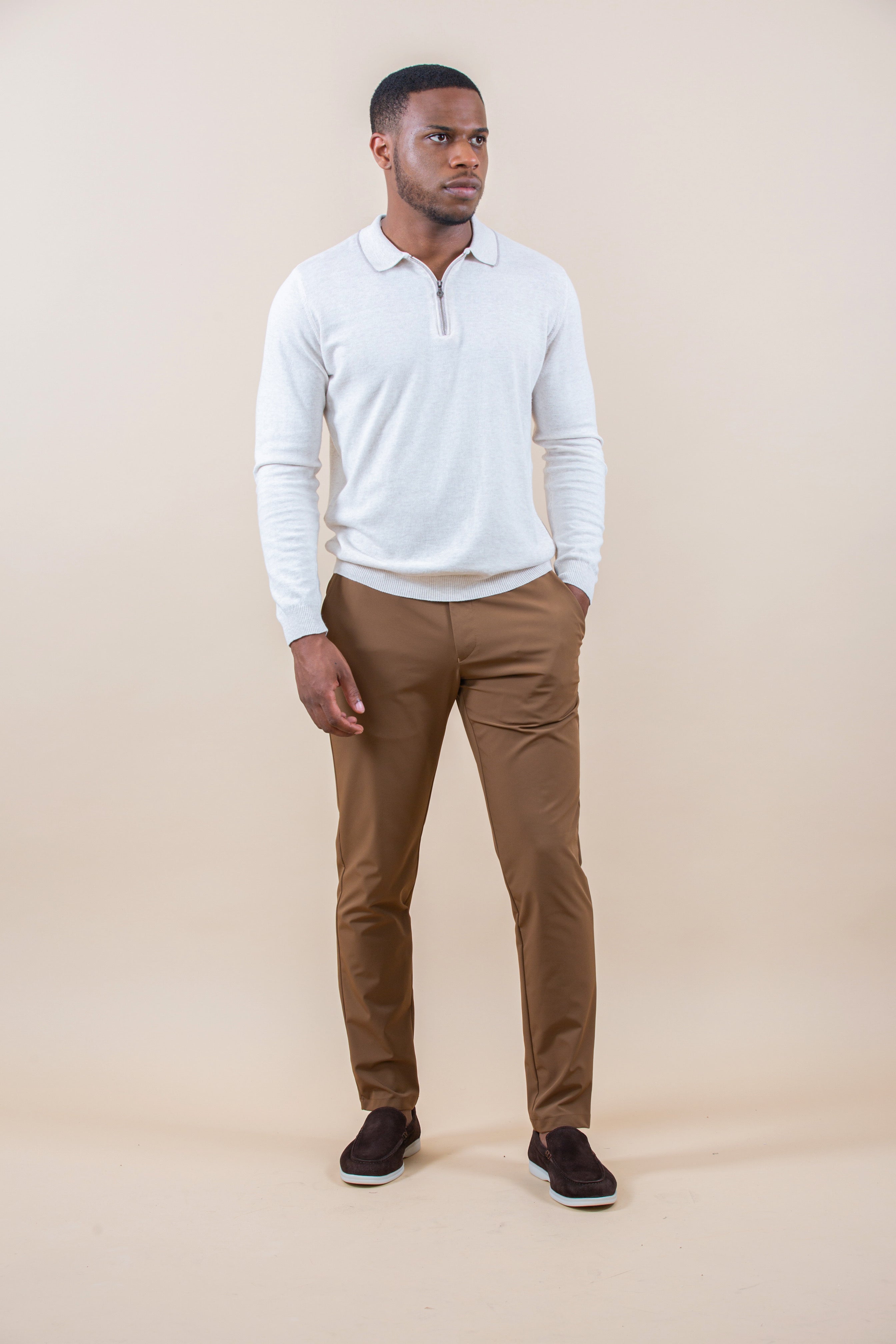 Luxury Half-Zip Polo Longsleeve