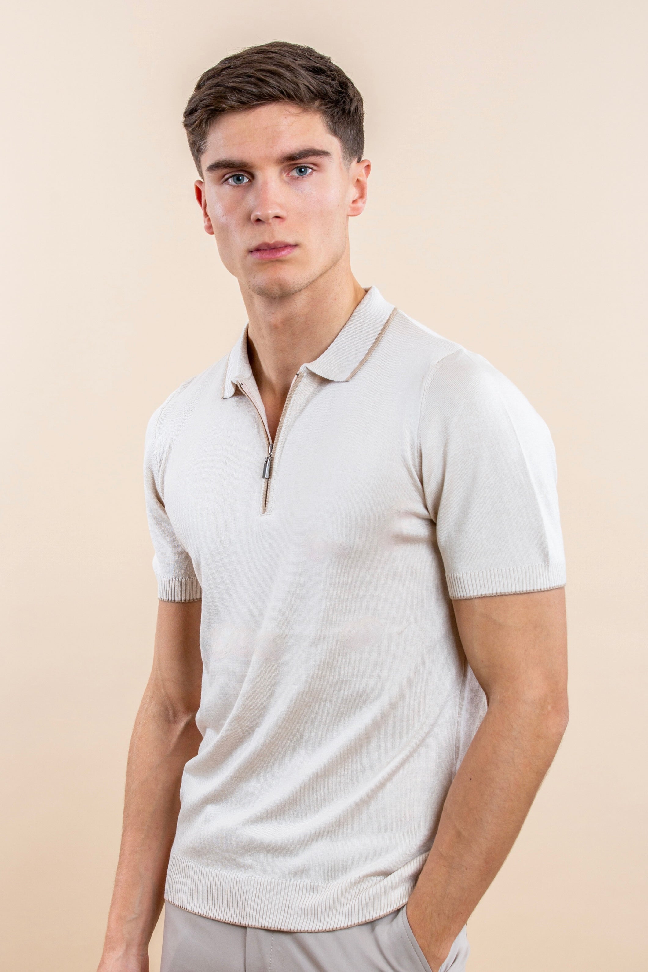 Luxury Half-Zip Polo Shortsleeve