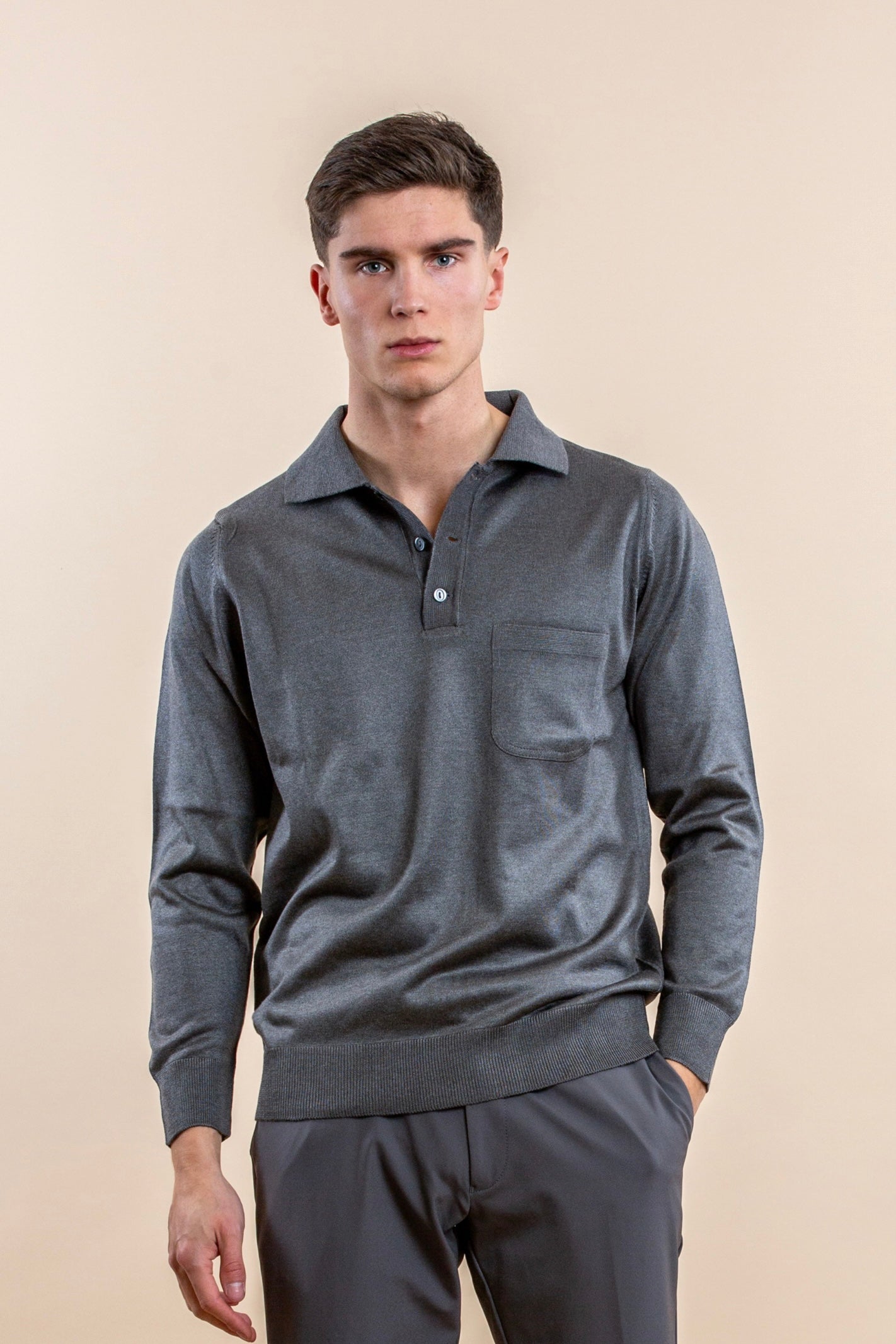 WOOL-Blend Glans Longsleeve Polo