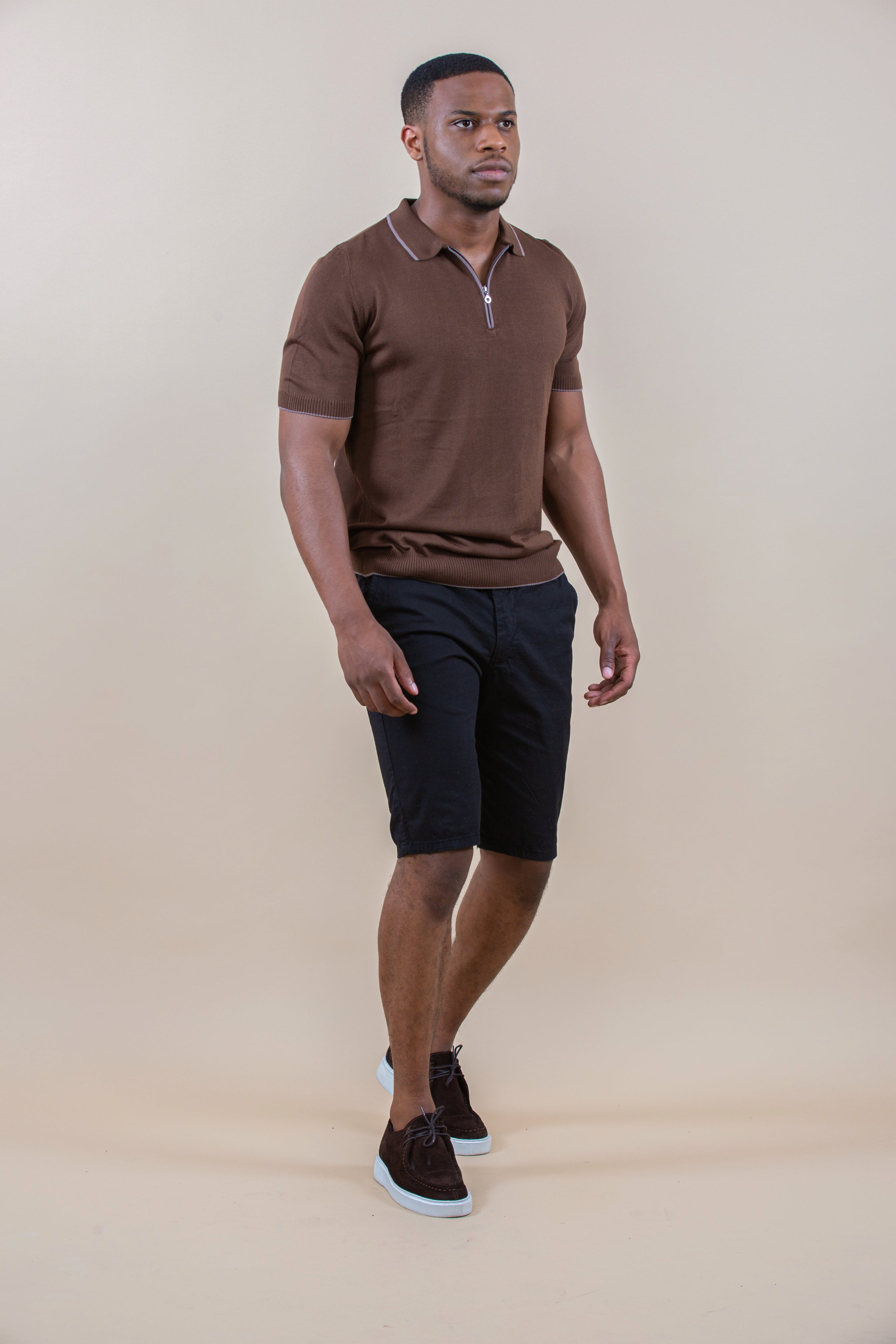 Luxury Half-Zip Polo Shortsleeve