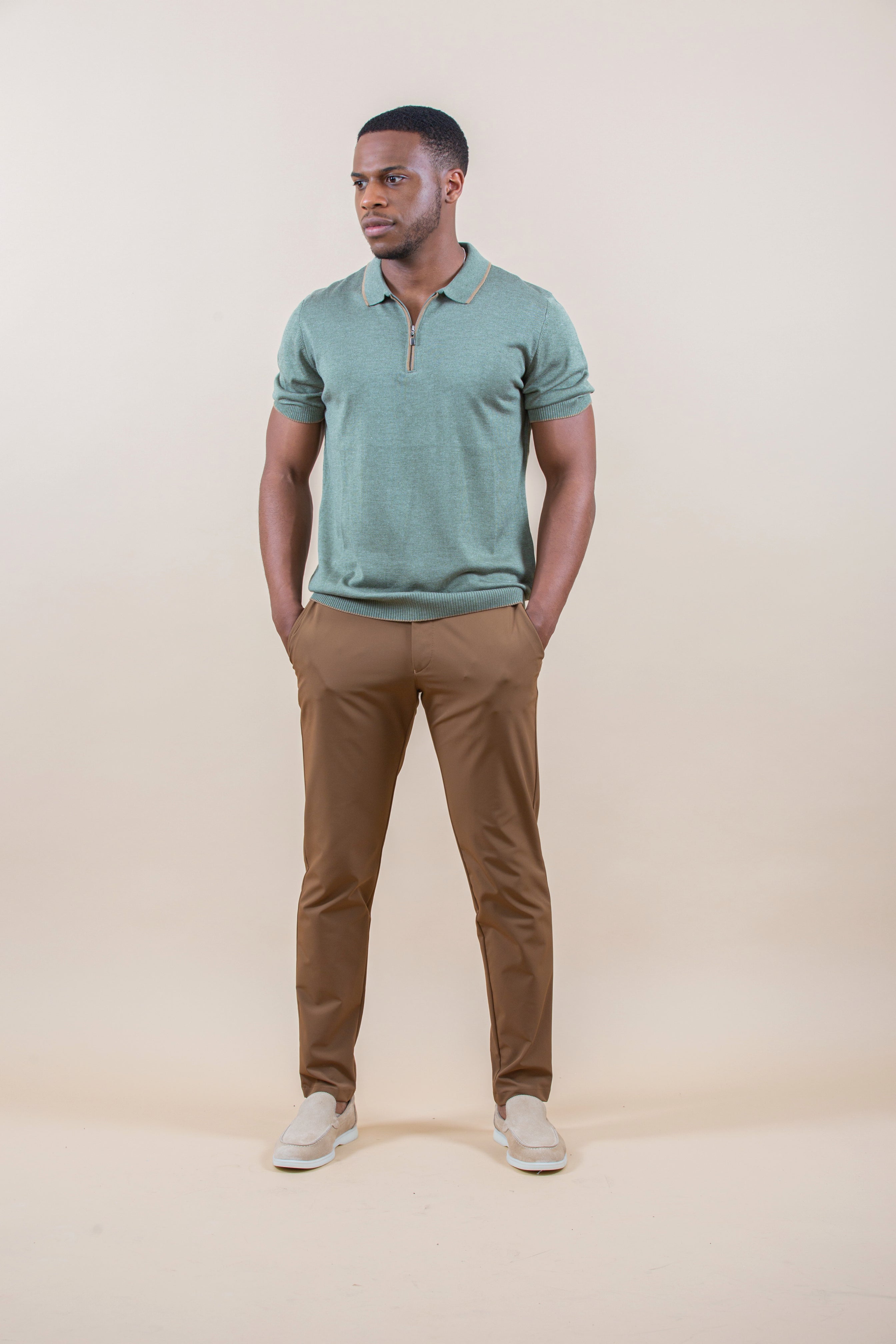 Luxury Half-Zip Polo Shortsleeve