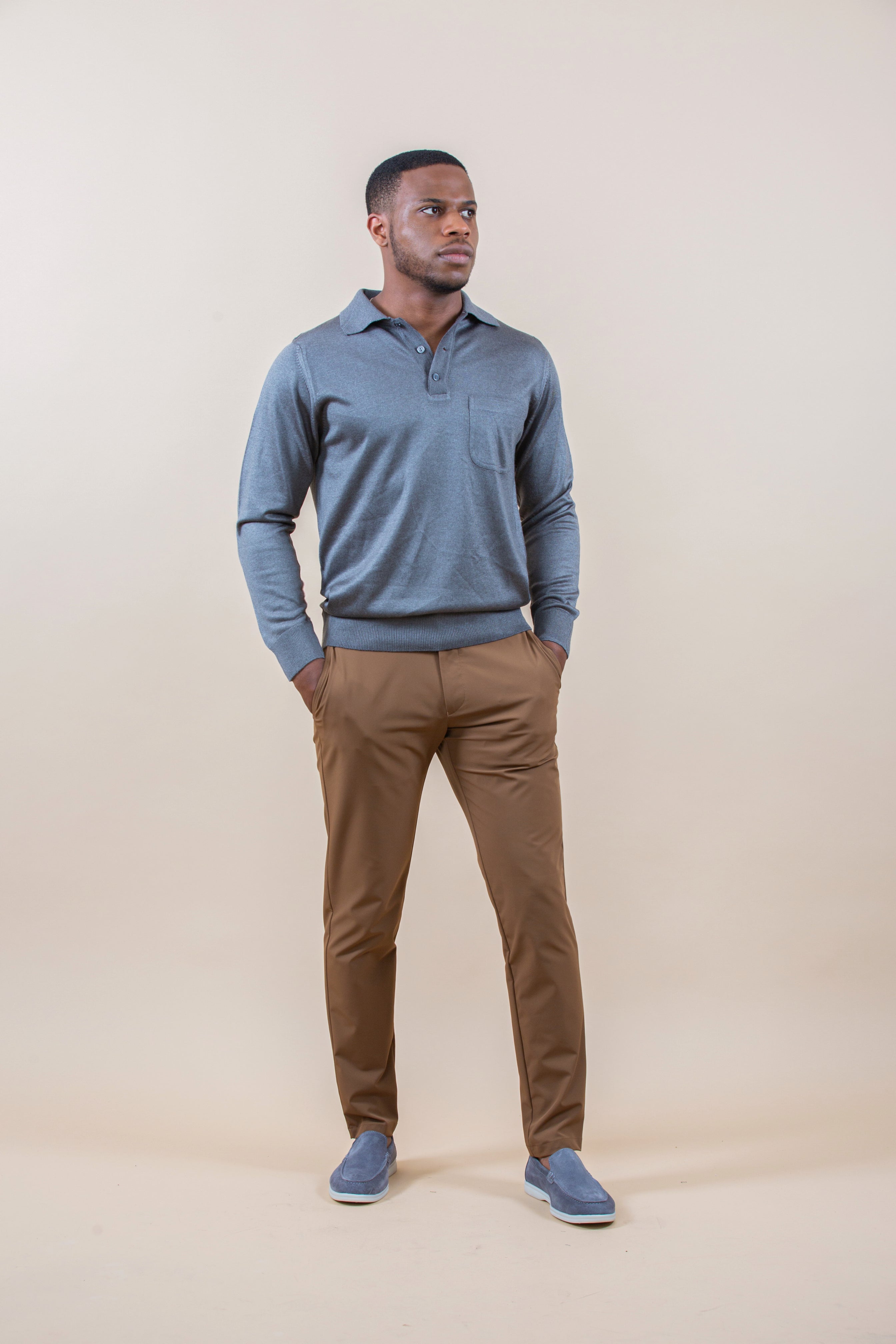 WOOL-Blend Glans Longsleeve Polo