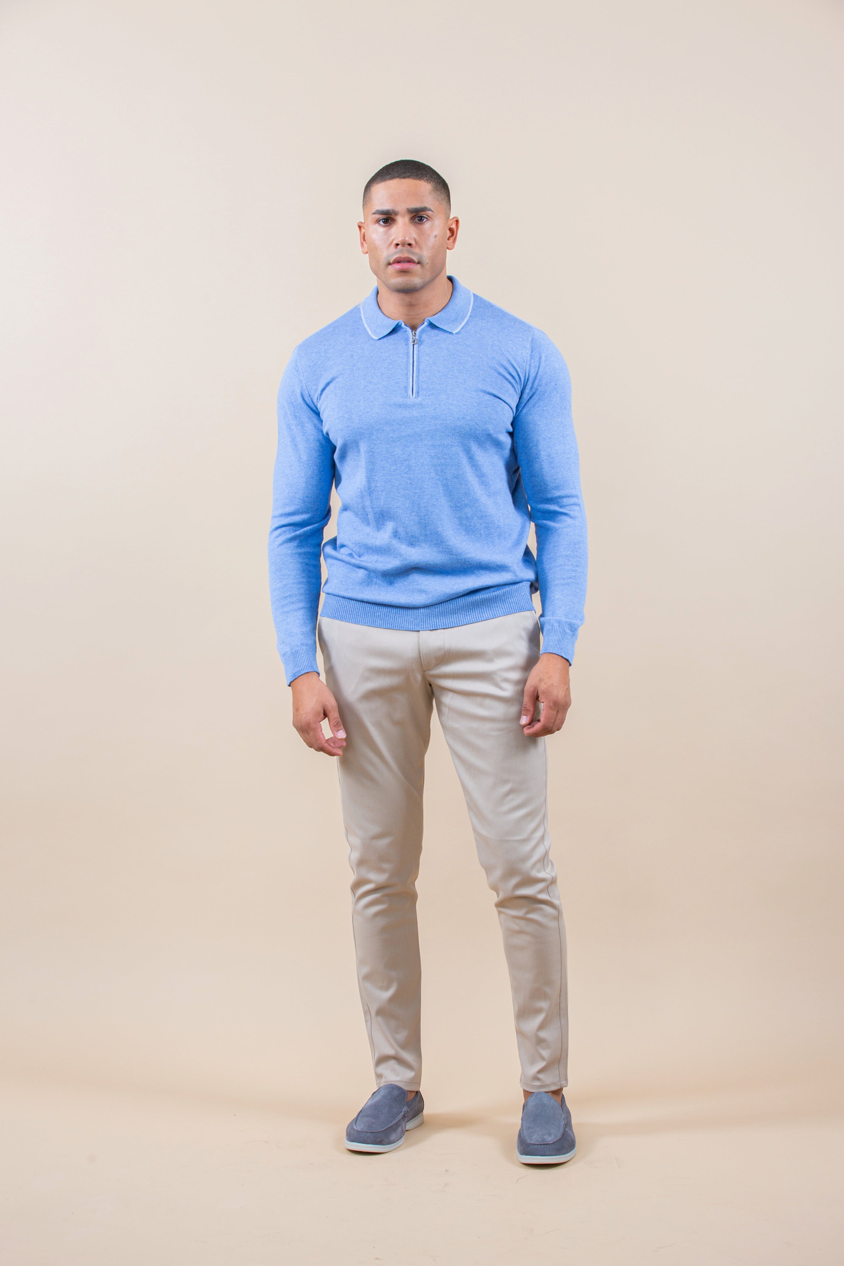 Luxury Half-Zip Polo Longsleeve