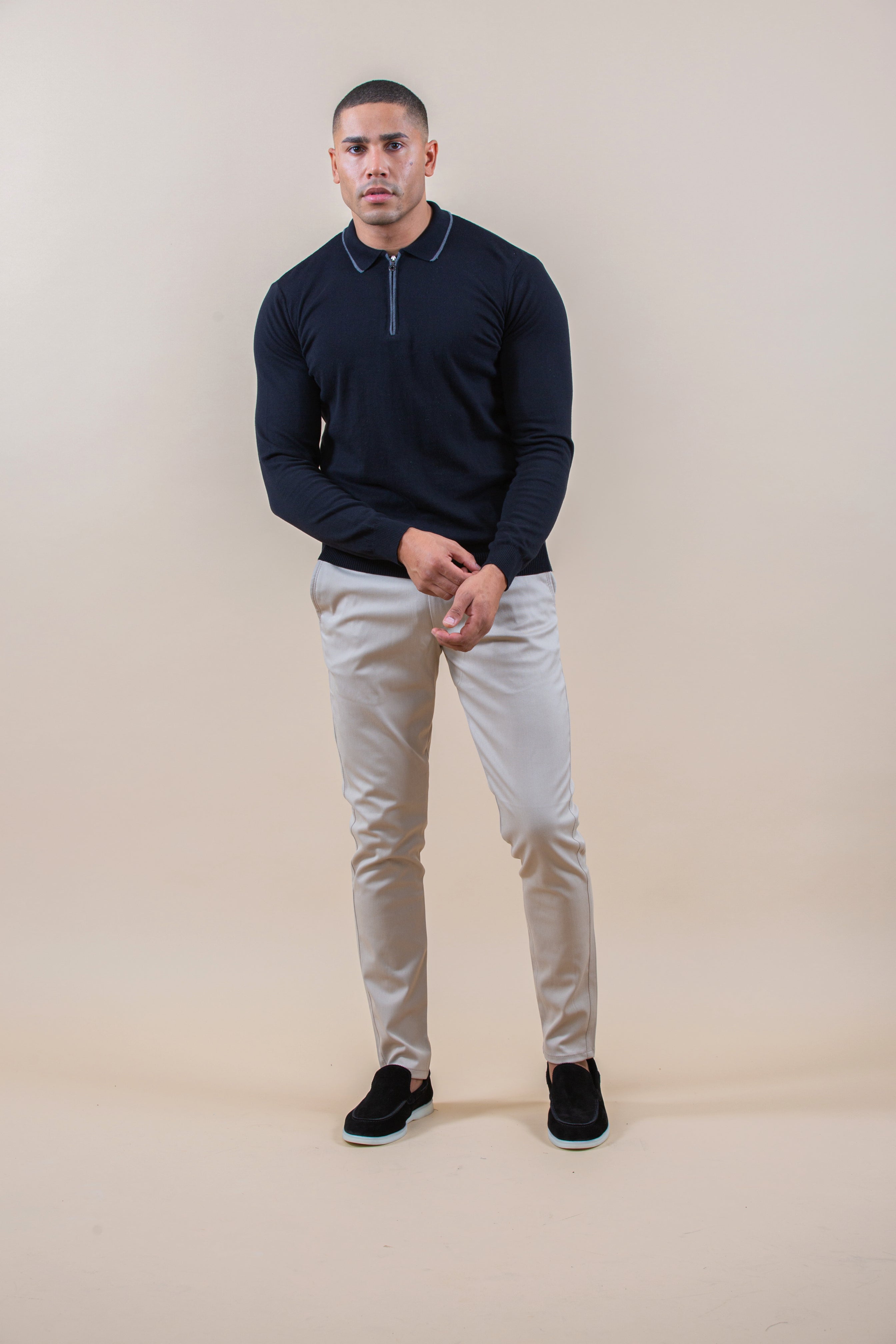 Luxury Half-Zip Polo Longsleeve