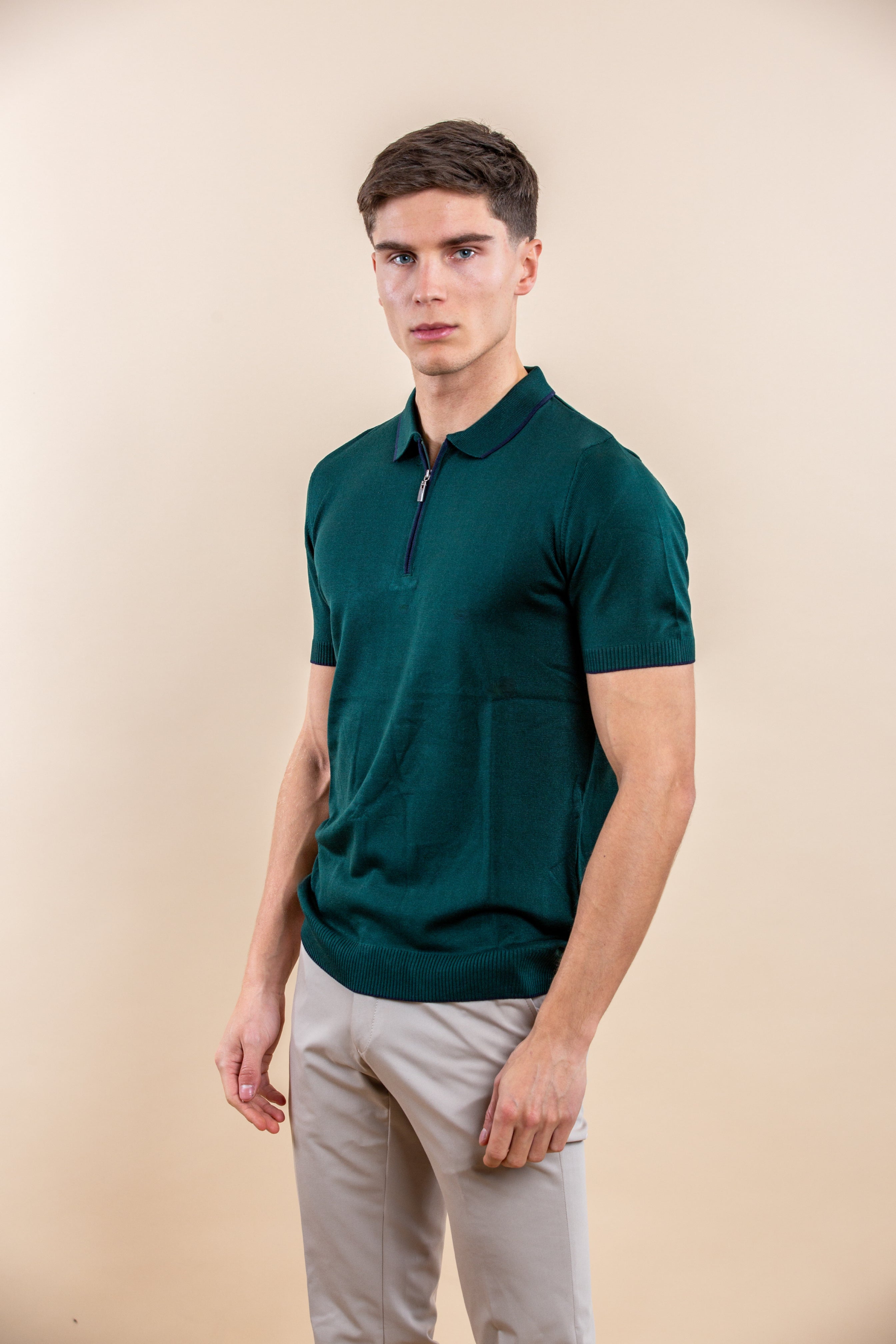 Luxury Half-Zip Polo Shortsleeve