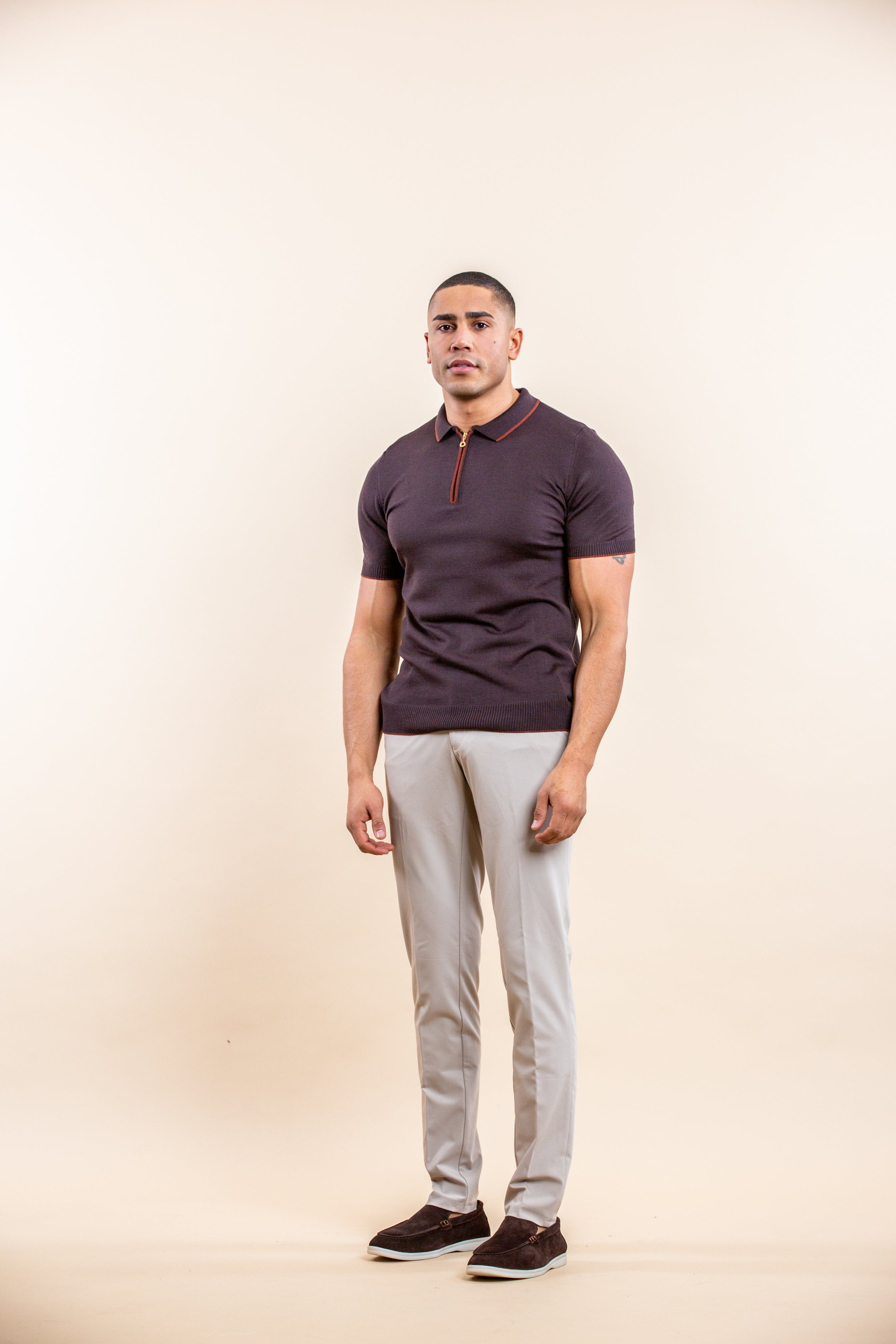 Luxury Half-Zip Polo Shortsleeve