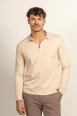 Mercerised Glans Half-Zip Polo