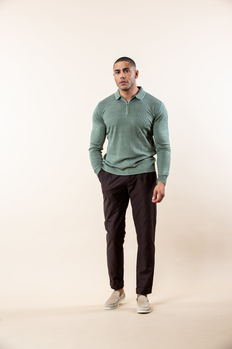 Luxury Longsleeve Polo Rib Edge