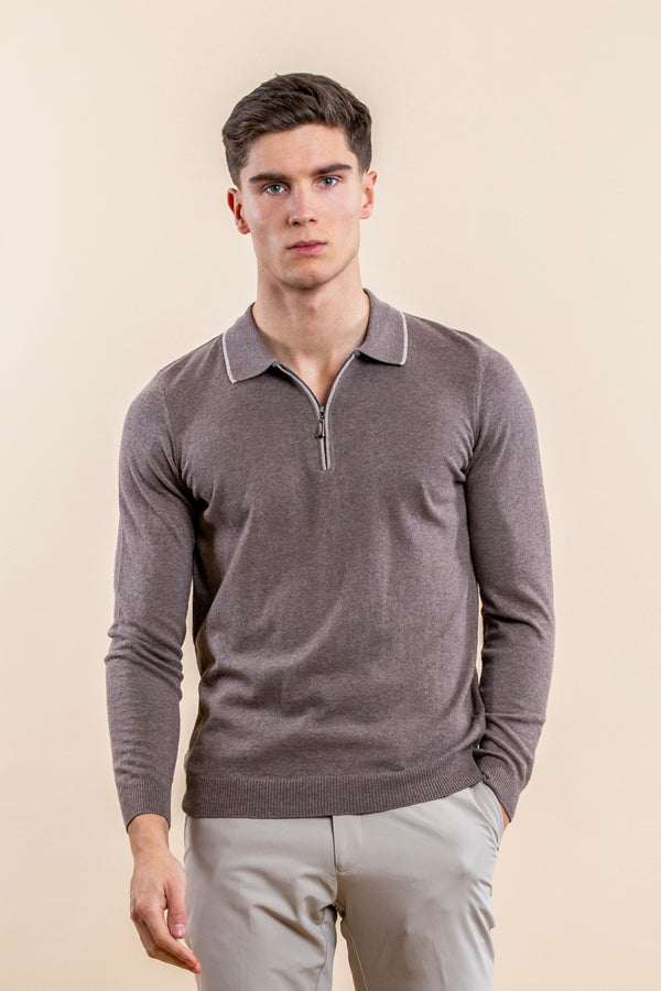 Luxury Half-Zip Polo Longsleeve