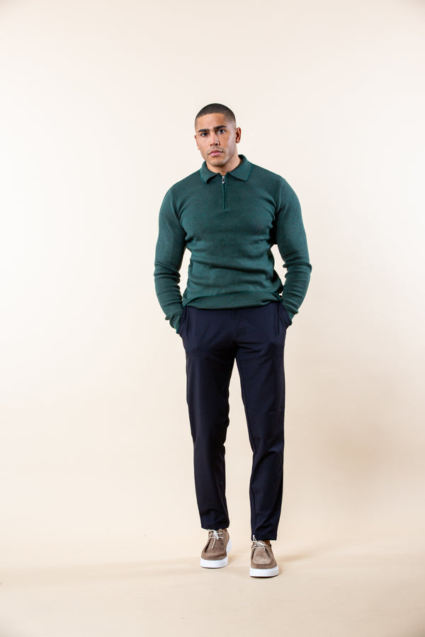 Forest Green Half-Zip Longsleeve Polo