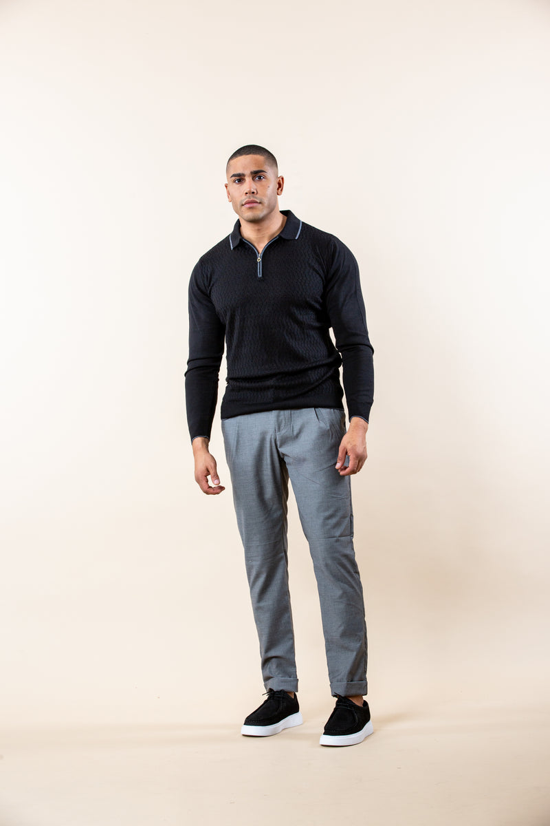 Luxury Longsleeve Polo Rib Edge