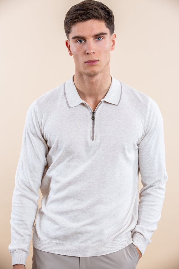 Luxury Half-Zip Polo Longsleeve